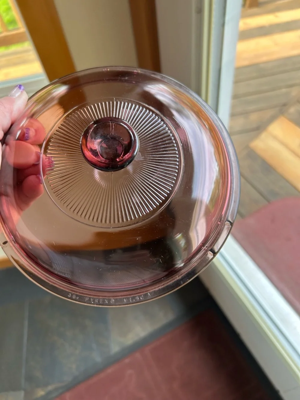 Pyrex Cranberry V-15-C 7.25” Lid Glass fits Cranberry Visions 1.5Qt
